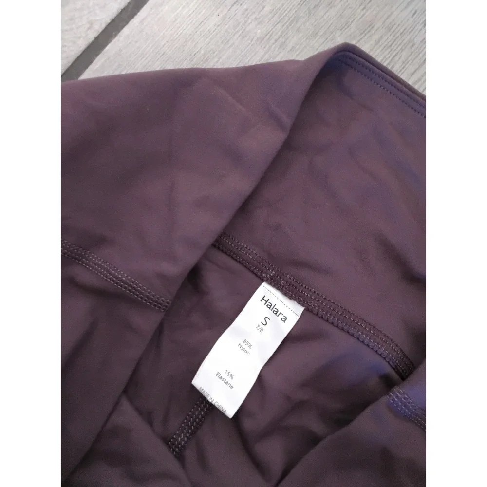 Halara High Waisted 7/8 Leggings Plum Purple Multi Pocket Athletic Yoga Womens S